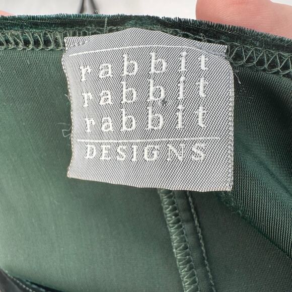 Rabbit Rabbit Rabbit Designs 90s VTG Green Velvet Formal Maxi Dress Womens 12 - Picture 7 of 11